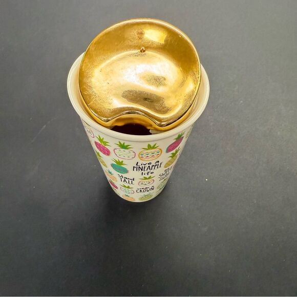 Natural Life gold pineapple stand tall wear a crown Ceramic coffee tea cocoa Cup - Picture 3 of 9